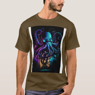 Cyberpunk Octopus Abstract Dier Zee Creature Art T-shirt
