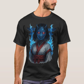 Cyberpunk Oni Girl with Torii Gate T-shirt