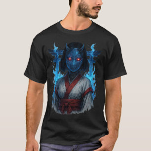 Cyberpunk Oni-meisje met Torii-poort T-shirt