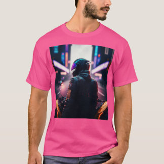 Cyberpunk Outrun Biker Motorfiets Motorrijder Fut T-shirt