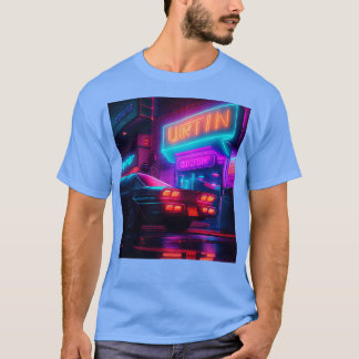 Cyberpunk Outrun City Automobiel Futuristische AI T-shirt