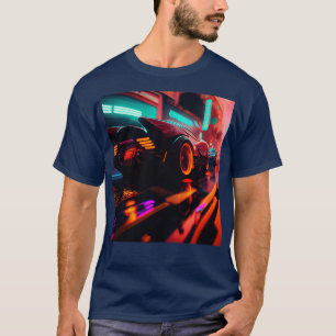 Cyberpunk Outrun City Automobiel Futuristische AI  T-shirt
