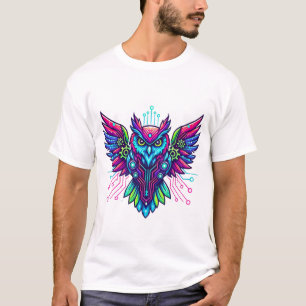 Cyberpunk Owl Guardian - Neon Tech Wijsheid T-shirt