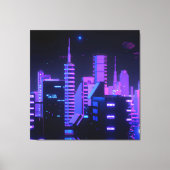 Cyberpunk paarse stad AI kunstcanvas Canvas Afdruk (Voorkant)