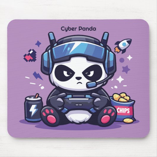 Cyberpunk Panda Gamer Bureaumat - Muismat (Voorkant)