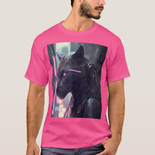 Cyberpunk Panther Sci-Fi Futuristic Wildlife City T-shirt