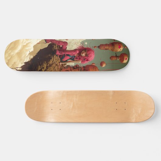 Cyberpunk pink girl skateboard (Horizontaal)