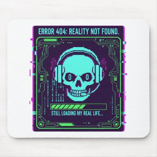 Cyberpunk Pixel Skull Gaming Muismat - Error 40 (Voorkant)