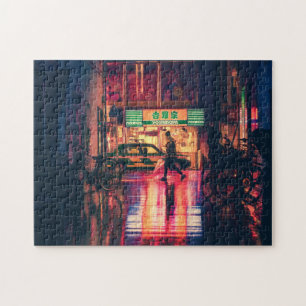 Cyberpunk puzzle, coole scifi japan street scene legpuzzel