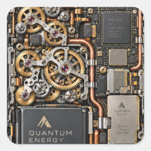 Cyberpunk Quantum Tech Printplaat Hoestel & Vierkante Sticker