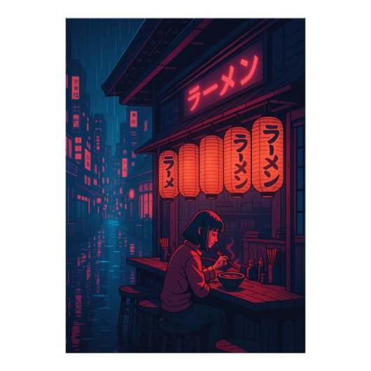 Cyberpunk Ramen Night Poster – Neon Japanese Citys (Voorkant)