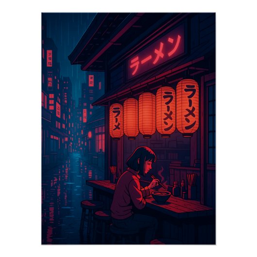 Cyberpunk Ramen Night Poster – Neon Japanese Citys (Voorkant)