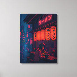 Cyberpunk Ramen Night Poster – Neon Japanese Citys Canvas Afdruk