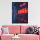 Cyberpunk Ramen Night Poster – Neon Japanese Citys Canvas Afdruk (Insitu (Woonkamer))