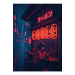 Cyberpunk Ramen Night Poster – Neon Japanse Stad