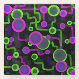 Cyberpunk Rave Circuit Board Art Glazen Onderzetter