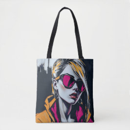 Cyberpunk Rebel Girl – Stijlvolle digitale kunst Tote Bag