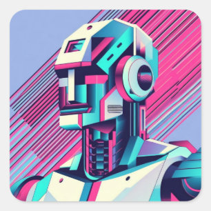 Cyberpunk Reflecties Vierkante Sticker