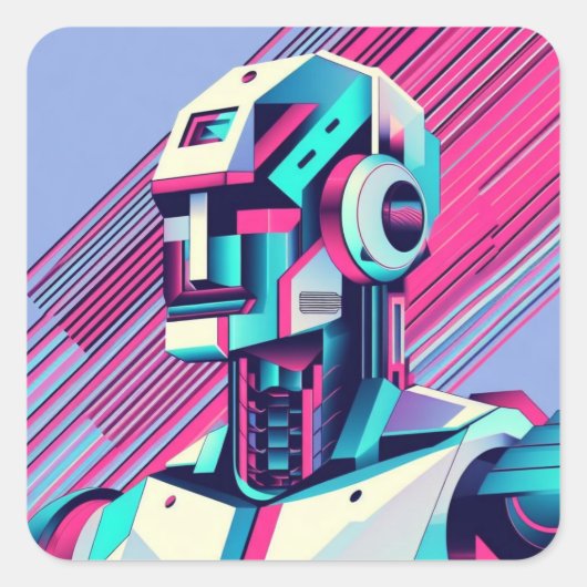 Cyberpunk Reflecties Vierkante Sticker (Voorkant)