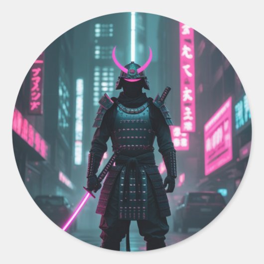 Cyberpunk / Retro Esthetisch Ontwerp Ronde Sticker (Voorkant)