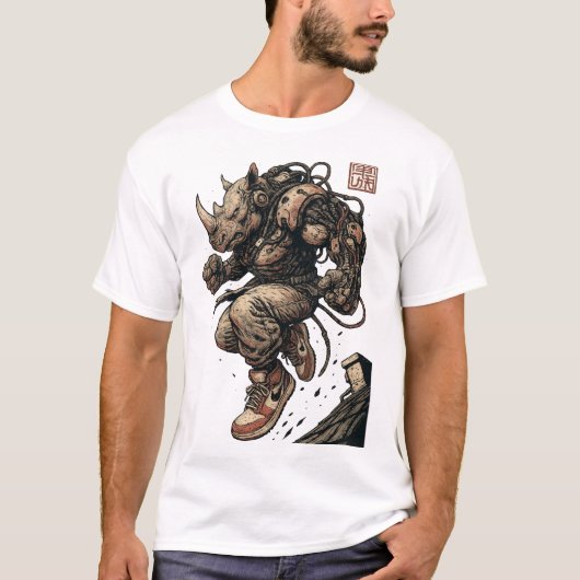 Cyberpunk Rhino T-shirt (Voorkant)