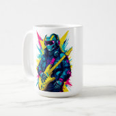 Cyberpunk Robot Gitarist Synthwave Kunst Mok (Voorkant links)
