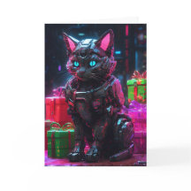Cyberpunk Robot Kat Kerstmis