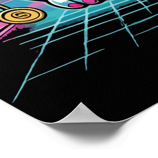 Cyberpunk Robot Maneki Neko Lucky Cat, Geld Poster (Hoek)