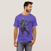 Cyberpunk Robotic Skeleton Elektrische Gitaarmuzie T-shirt (Voorkant volledig)