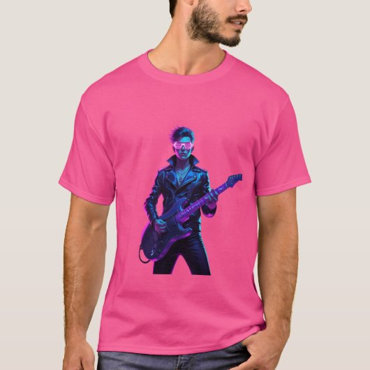 🔥 Cyberpunk Rockstar Neon Glow T-shirt 🎸 (Voorkant)