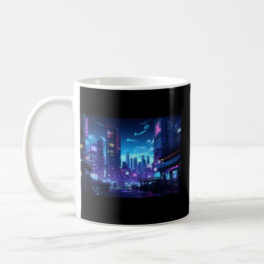 Cyberpunk Rooftop Tokyo Koffiemok (Links)