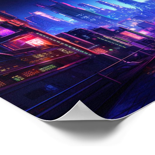 Cyberpunk Rooftop Tokyo Poster (Hoek)