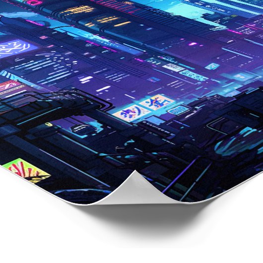 Cyberpunk Rooftop Tokyo Poster (Hoek)