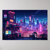 Cyberpunk Rooftop Tokyo Poster (Voorkant)