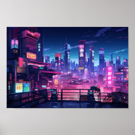 Cyberpunk Rooftop Tokyo Poster