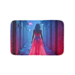 Cyberpunk Roze Licht Jurk Steeg Mysterie Kunst Badmat