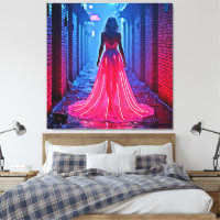 Cyberpunk Roze Licht Jurk Steeg Mysterie Kunst