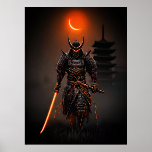 Cyberpunk Samoerai Futuristische Krijger Poster