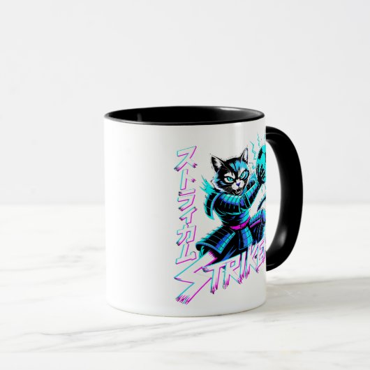 Cyberpunk Samurai Cat Soccer Mug Mok (Voorkant rechts)