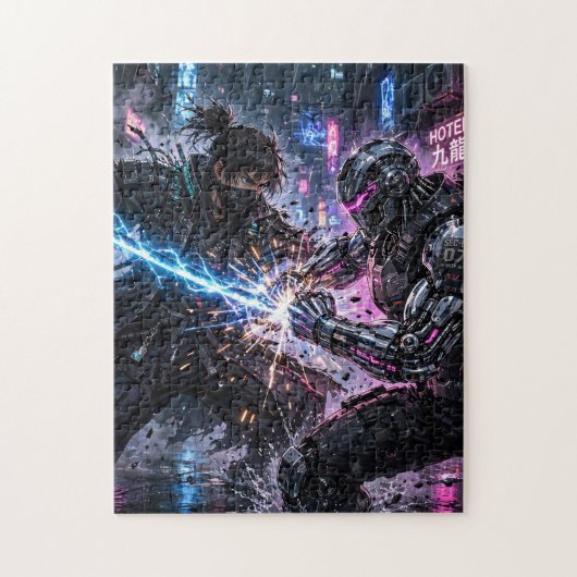 Cyberpunk Samurai Duël Legpuzzel (Verticaal)