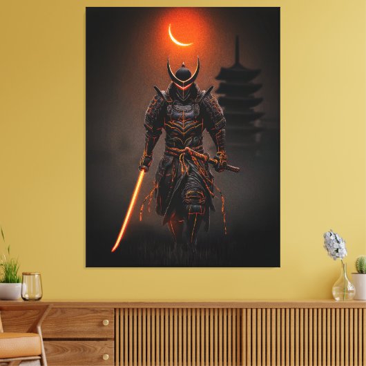Cyberpunk Samurai Futuristic Warrior Canvas Afdruk (Insitu (Woonkamer))