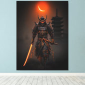 Cyberpunk Samurai Futuristic Warrior Canvas Afdruk (Insitu (Houten vloer))