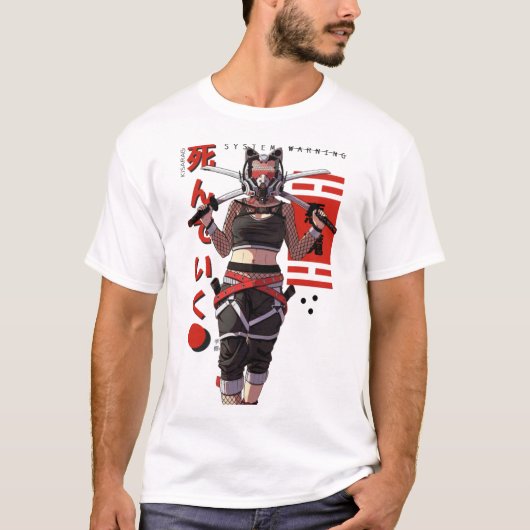 Cyberpunk Samurai Girl Fox Mask  T-shirt (Voorkant)