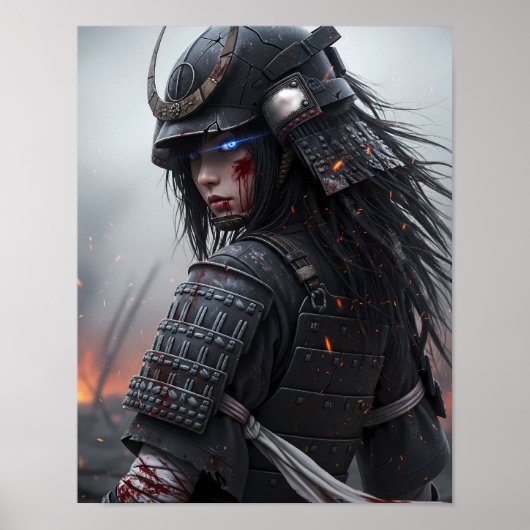 Cyberpunk Samurai Girl Poster (Voorkant)