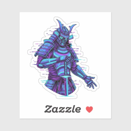 Cyberpunk Samurai in Neon Gloed Sticker (Vel)