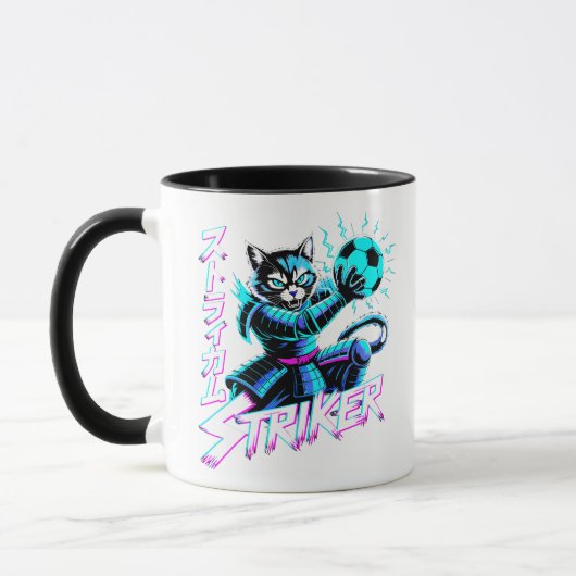 Cyberpunk Samurai Kat Voetbalmok Mok (Links)