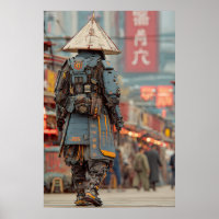 Cyberpunk Samurai Mecha Kegelvormige Hoed