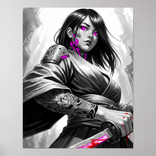 Cyberpunk Samurai Meisje Poster