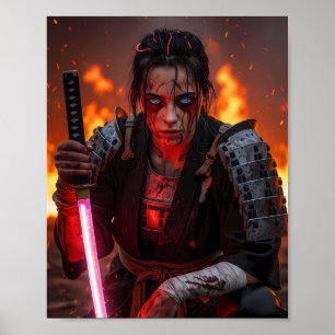 Cyberpunk Samurai Meisje Poster