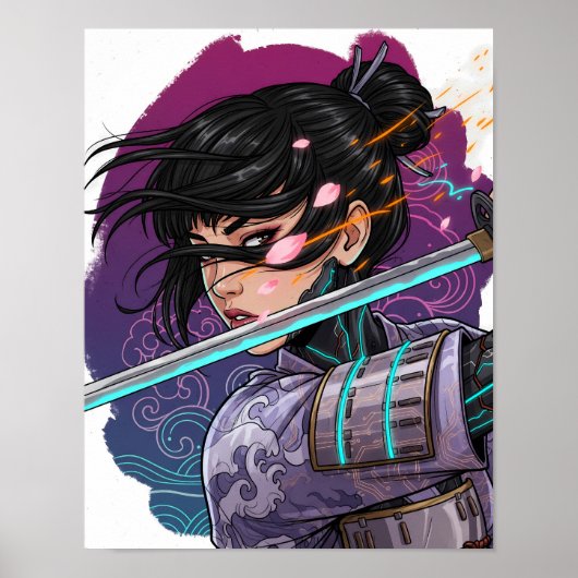 Cyberpunk Samurai Meisje Poster (Voorkant)
